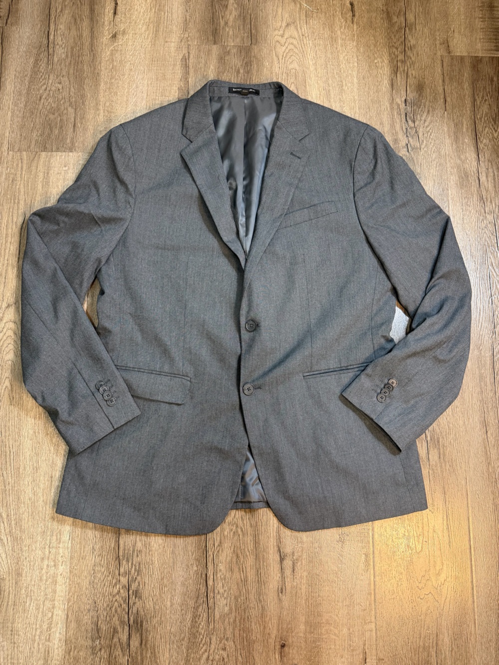 Banana Republic Gray Two-Button Pea Coat Blazer